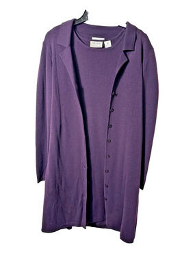 Vtg Preview Collection 100% Extra Fine Merino Wool Dress Cardigan Set Women’s S